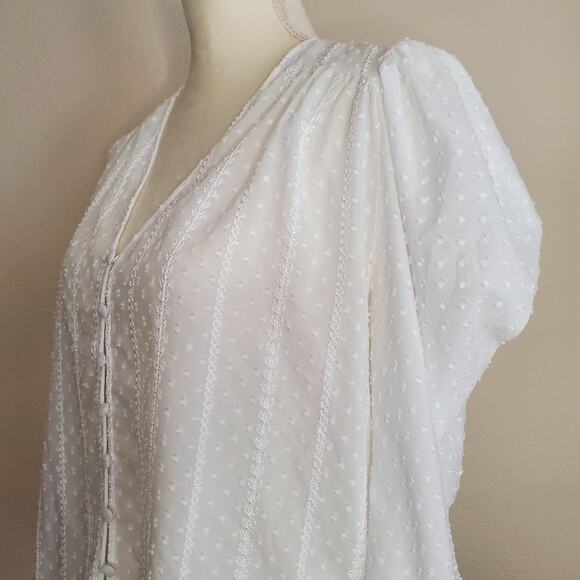 Zara White Swiss Dot Blouse Medium - Picture 6 of 7